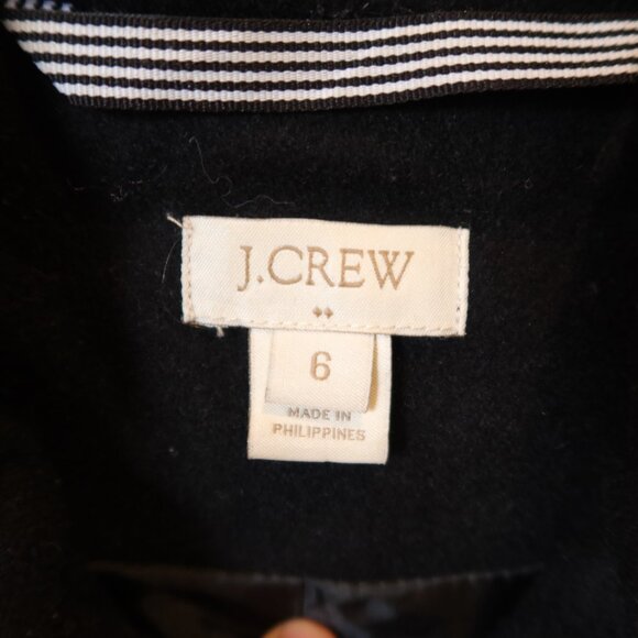 JCREW wool toggle pea coat black long hood 6 preppy classic academia warm winter - Picture 4 of 9